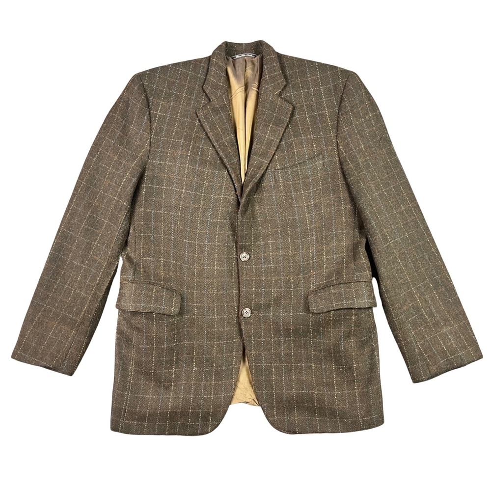 Jack Victor Mark Shale Brown Wool Windowpane Tweed Sport Coat Blazer 42R Canada